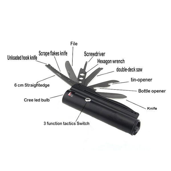 Multifunction Flashlight Knife Self Defense Survival Torch