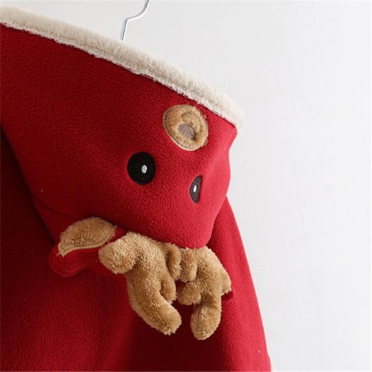 Kids Unisex Cartoon Reindeer Pompon Embellished Cloak