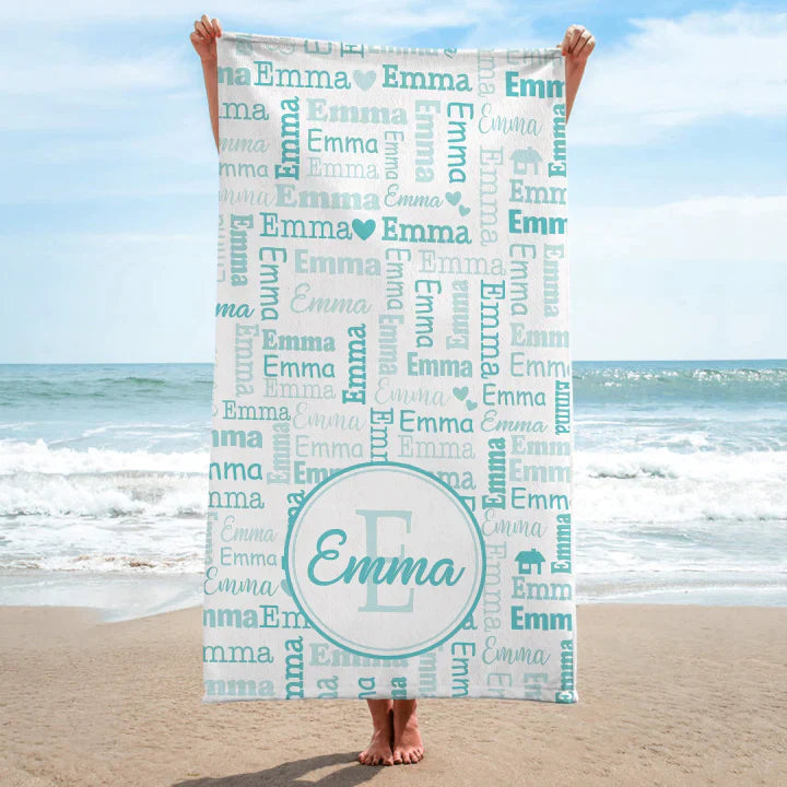 Personalized Beach Towels Name Collage II11