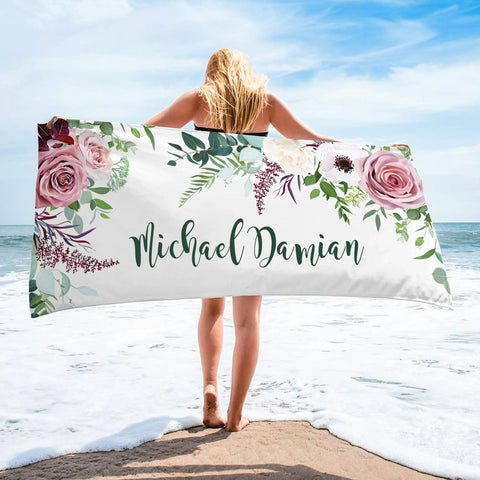 Personalized Beach Towels With Floral III05