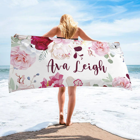 Personalized Beach Towels With Floral III06